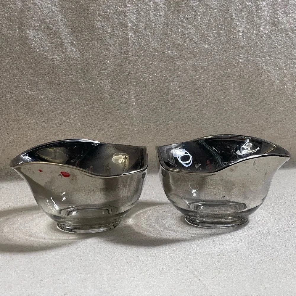 Silver Fade Nut Candy Bowls (2)‎ Dorothy Thorpe Style MCM Vintage Mid Century